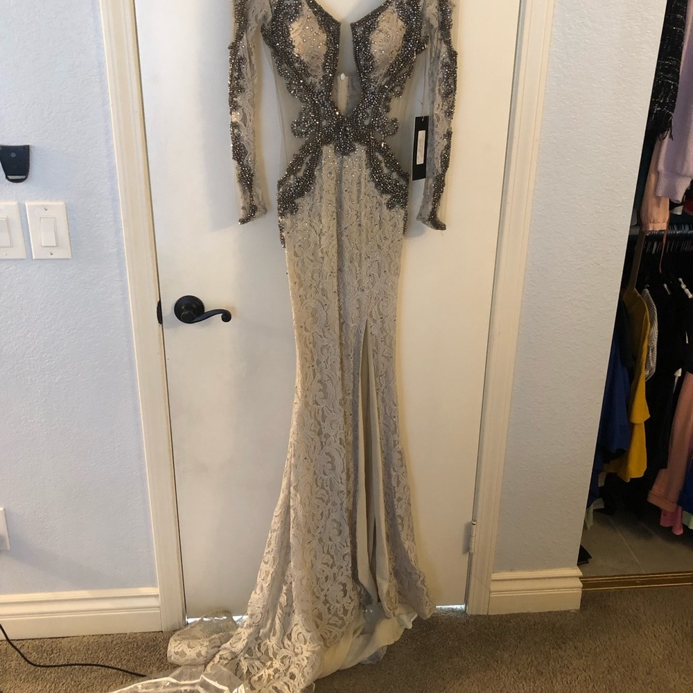 Long sleeve beaded gown size 2